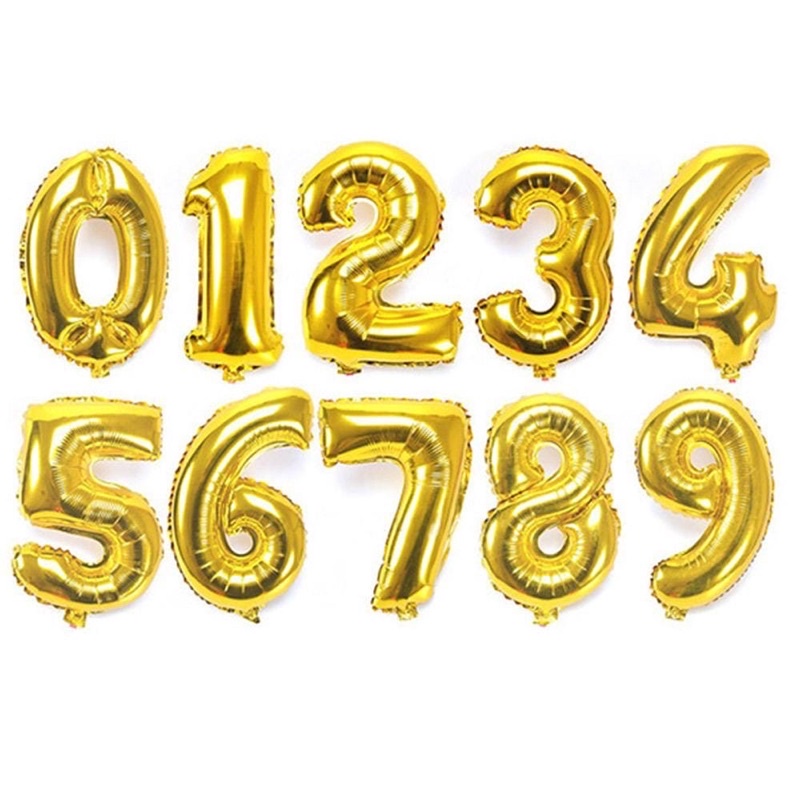 Balon angka gold 80cm/balon foil angka gold