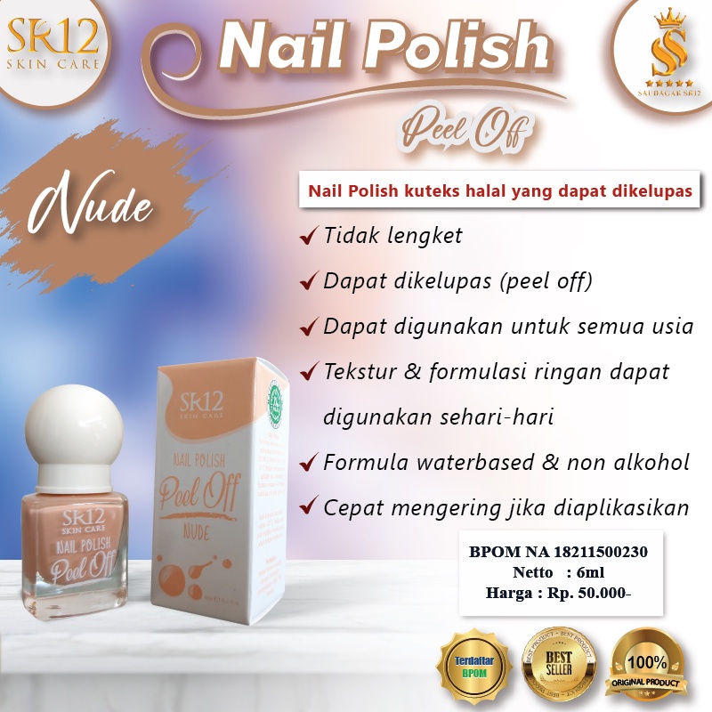 NAIL POLISH PEEL OFF SR12 ORIGINAL / KUTEKS HALAL MUSLIMAH BISA PAKAI SHALAT KUTEK BISA KELUPAS