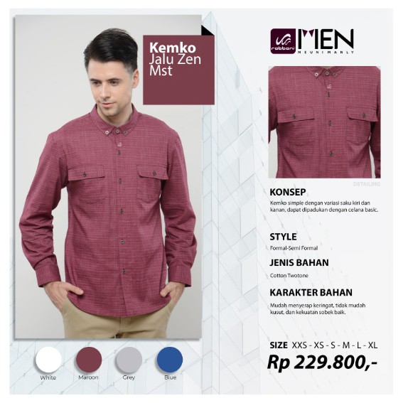 Rabbani - Kemeja Koko Remaja Lengan Panjang Kemko Jalu Zen Mst