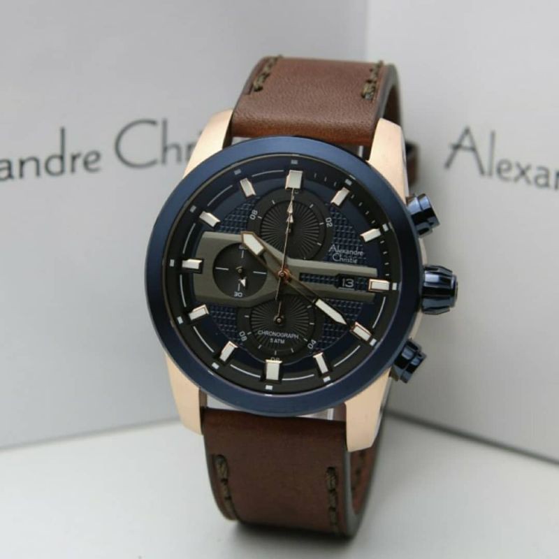 Jam Tangan Alexandre Christie AC6562M Blue / Rose Gold Original