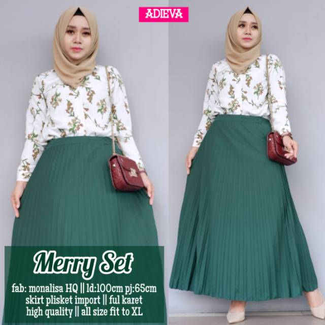 Setelan rok plisket premium monalisa