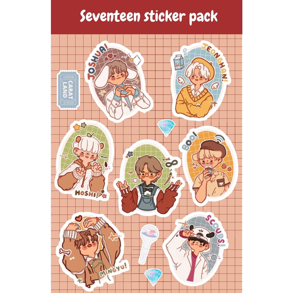 sticker SEVENTEEN chibi member kpop aesthetic stiker