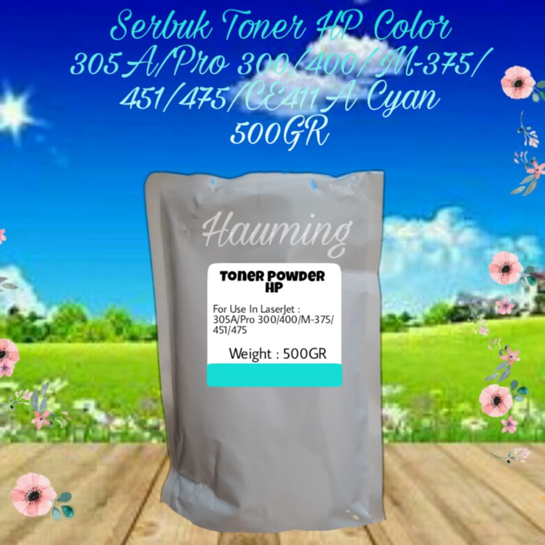 Serbuk Toner HP 305A M375 M451 M475 M375NW M451DN Pro 300 400 CE411A Cyan 500gr