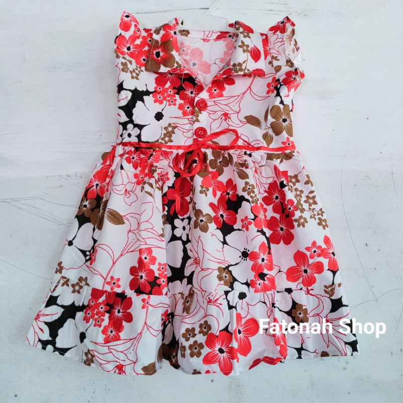 Dress anak 1 2 tahun motif bunga gaun anak cewek perempuan ( dress flowerina kancing)