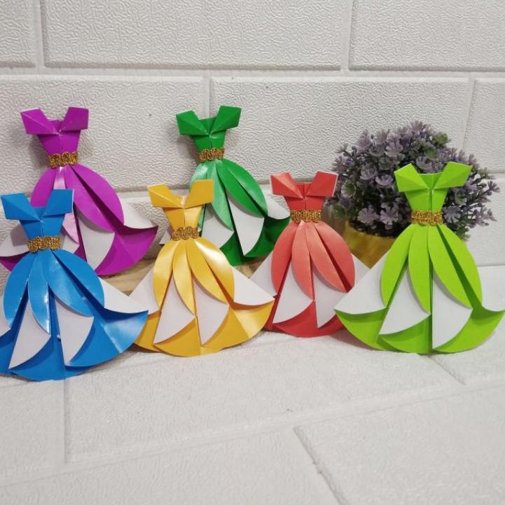 

Terlaris!! DEKORASI DIY Origami 25pcs Origami Baju/Dress SJ`