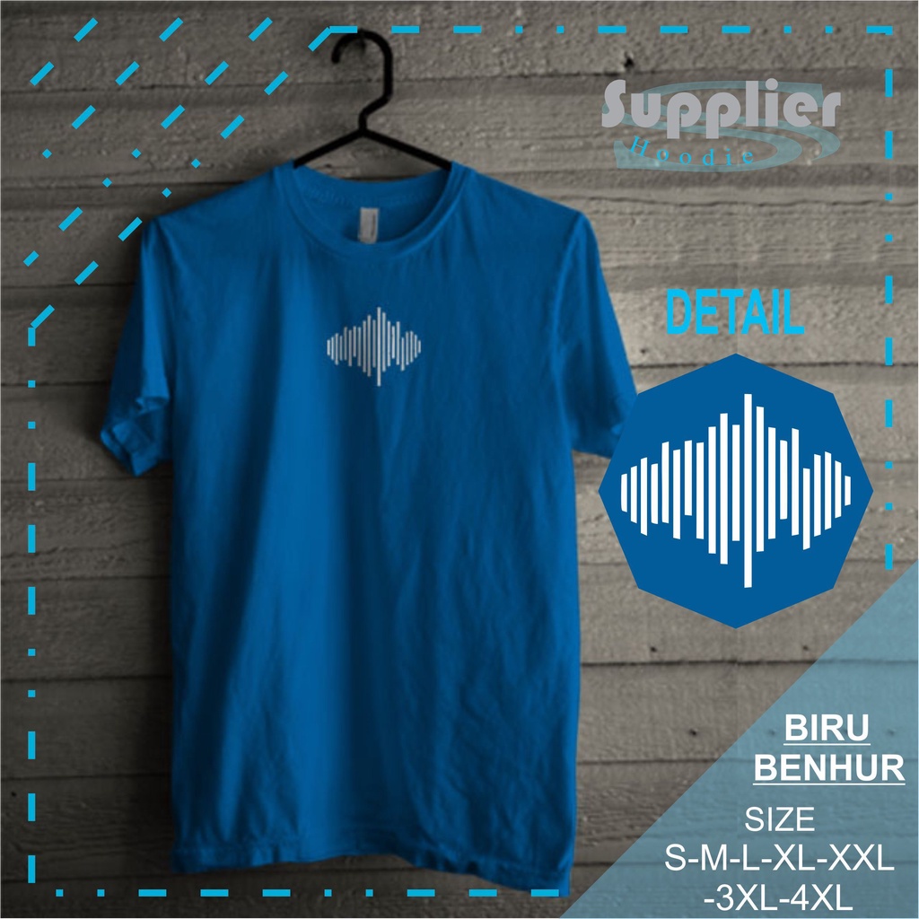 Kaos Pria Keren Murah Jumbo Kekinian Distro Dewasa Original Bandung Motif Frequensi Biru Benhur