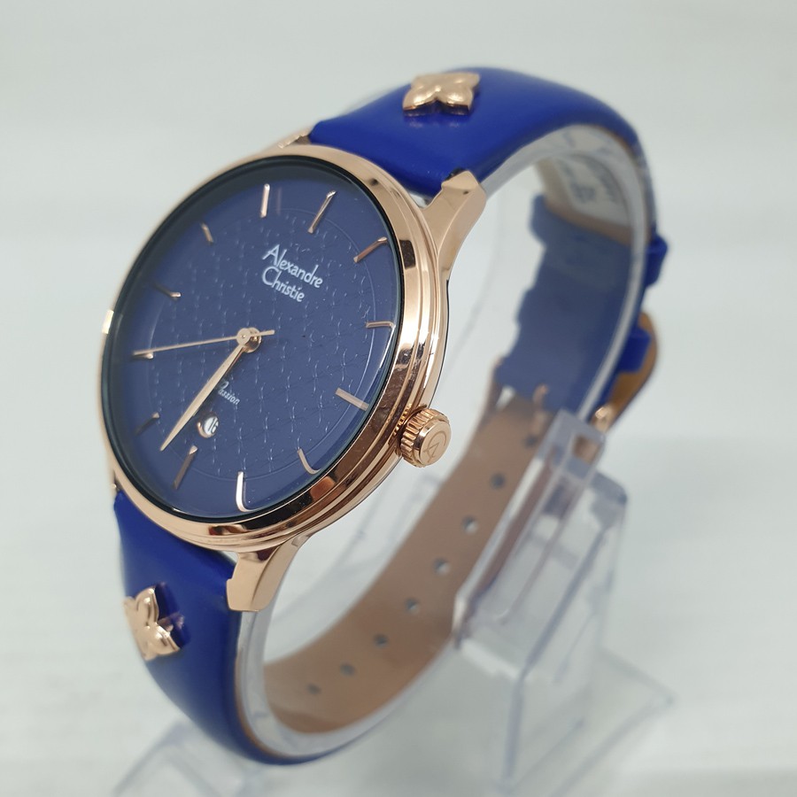 Alexandre Christie Ac 2777 Rosegold Blue, Jam Tangan Wanita, Original