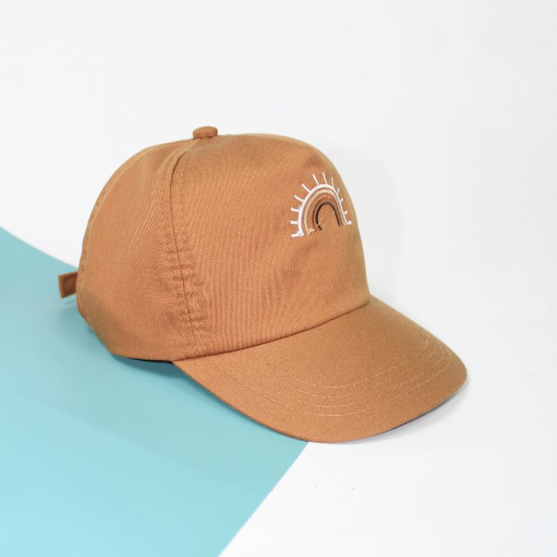 RUFFIN HAT - Topi Anak Baseball Snapback Karakter Cewek Cowok Laki Perempuan Korea Lucu Murah Bordir-Brown