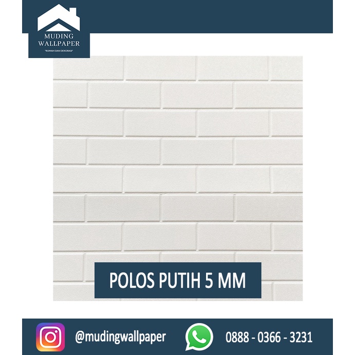 Wallpaper Bata Putih 3D Foam 77 x 70 cm-Polos Putih 5 MM