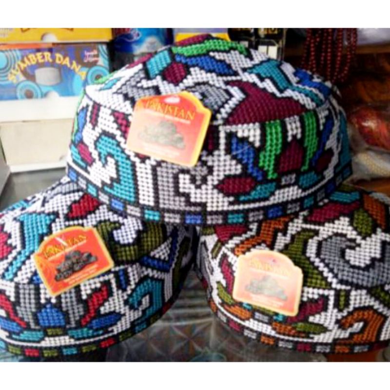Kopyah Pakistan Strimin Motif Warna Peci / Topi Muslim Pria & Anak