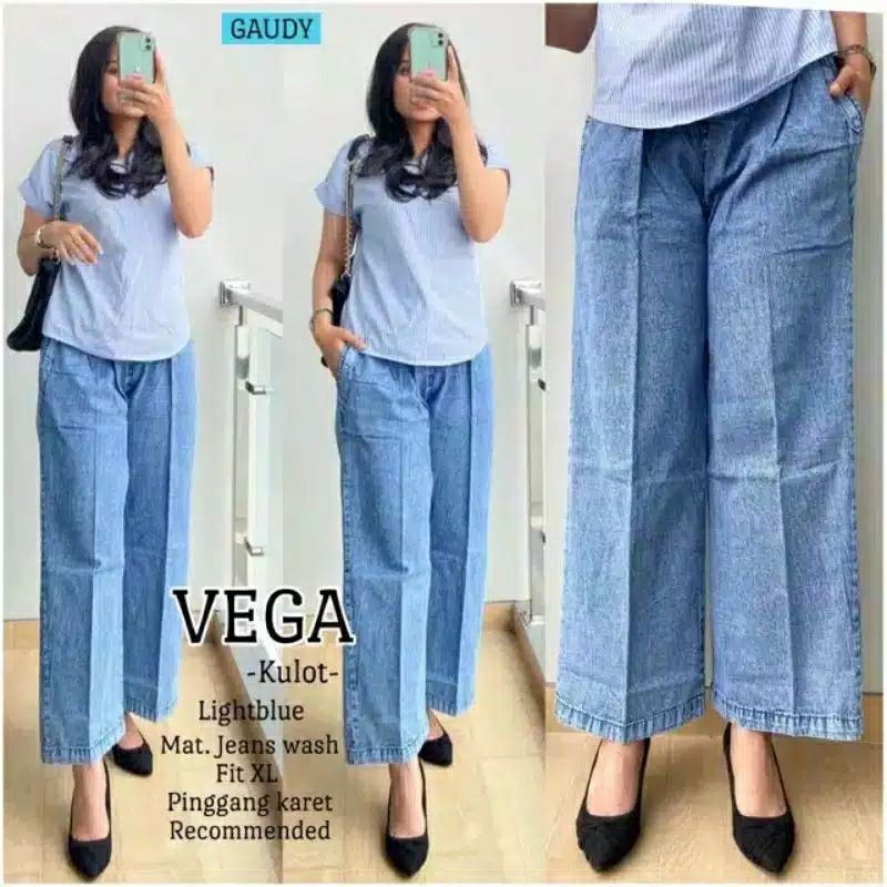 CELANA KULOT JEANS BASIC PALAZO WANITA CELANA PANJANG