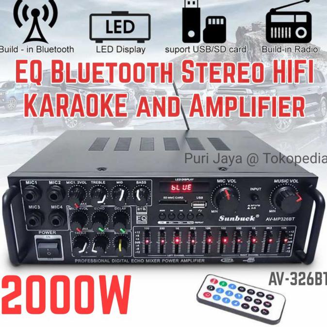 Jual Power Amplifier Bluetooth Home Theater Karaoke 2000W 600W Junejour - 600W