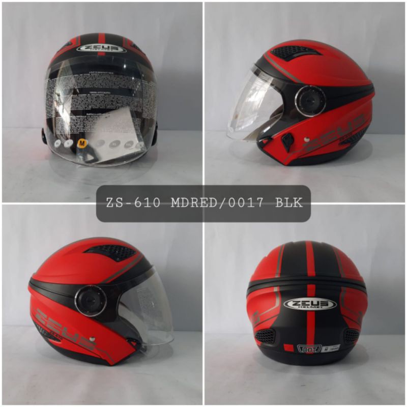 HELM ZEUS ZS - 610 MOTIF MATT DRED / 0017 BLACK