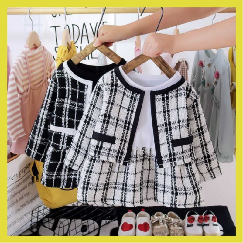 DRESS ANAK KOREA KOTAK KOTAK