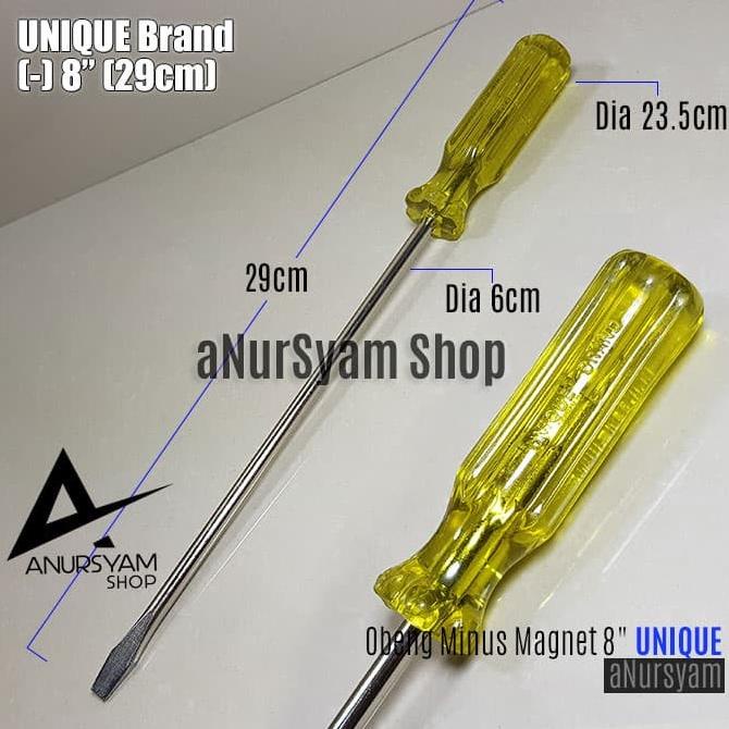 Obeng Minus Magnet 8" UNIQUE Panjang 29cm / Obeng Magnet Min 8" anursy44 Ayo Beli