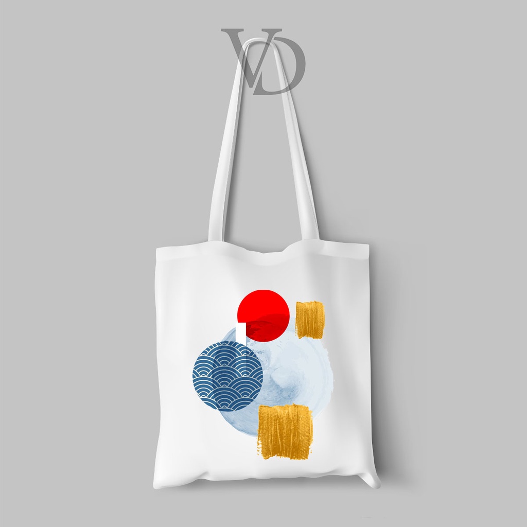 TOTE BAG KANVAS MOTIF ABSTRACT ART JEPANG / AESTHETIC TOTE BAG / TAS BELANJA MOTIF  JAPAN ABSTRAK