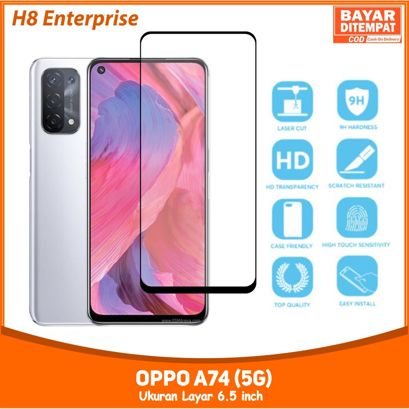 Tempered Glass 9D Oppo A74 5G Version Tempered Glass Full Layar Full Cover Full Glue