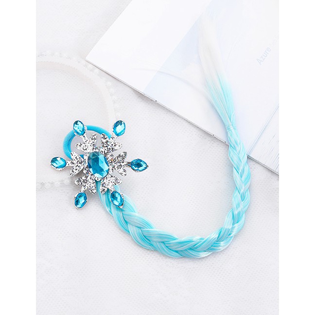 LRC Aksesoris Rambut Fashion Sequin Blue Snowflake Net Yarn Butterfly Snowflake Animal Wig BraidK49592