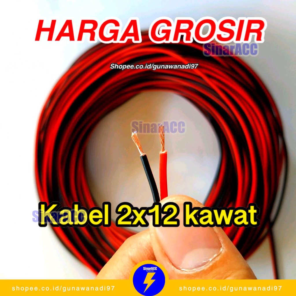 Kabel nyz isi kawat 2x12 harga per meter kabel speaker merah hitam engkel audio cord sinar listrik