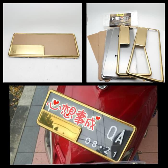 COVER PLAT NOMOR STAINLESS GOLD NEMO