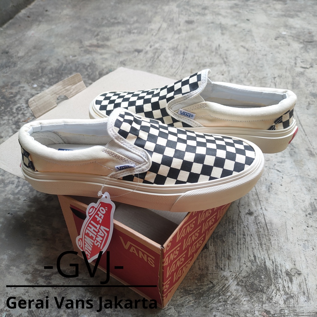 (BISA GRAB) VANS SLIP ON OG CHECKERBOARD BLACK WHITE WAFFLE DT PREMIUM BNIB | VANS SLIP ON ORIGINAL-3