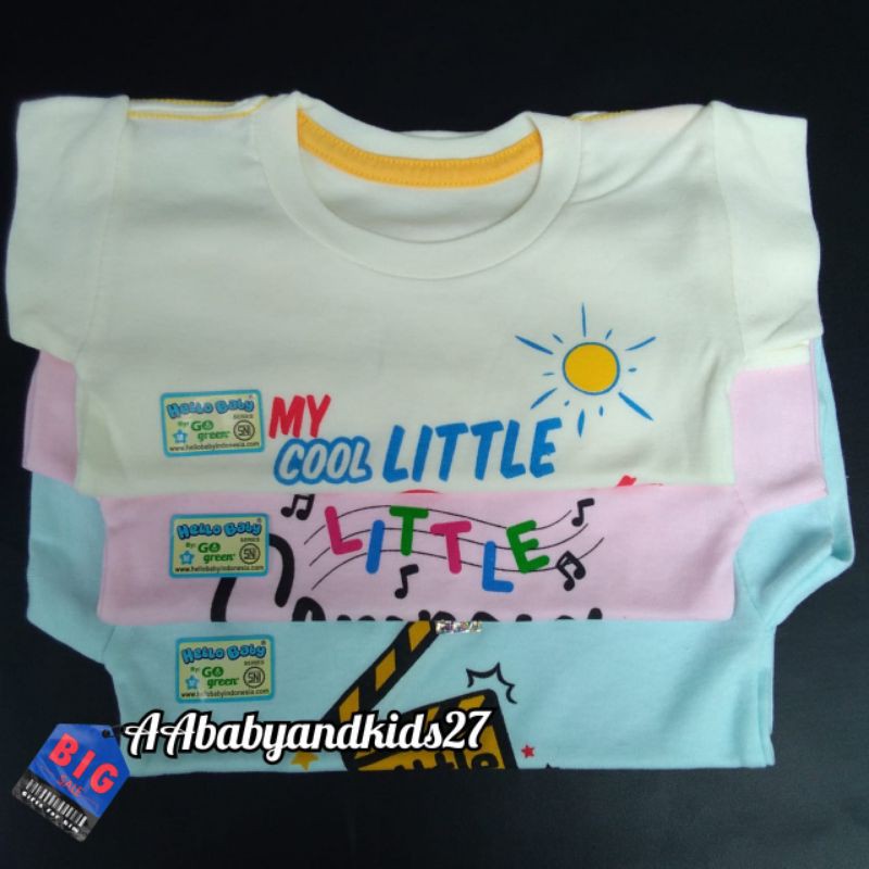 Hello Baby 1PC Kaos Oblong Bayi Sablon Ukuran S M L XL Lembut dan SNI