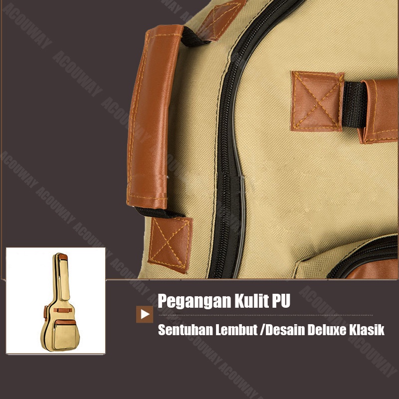 COD 41 Inch Tas Gitar Akustik/Elektrik Cover Waterproof Soft Case Gitar dengan Tali Saku Depan 8MM Cotton Padded