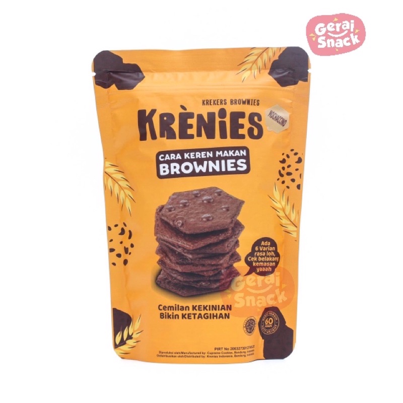 Krenies Brownies Kering Tipis Crunchy Cemilan Keluarga 60g