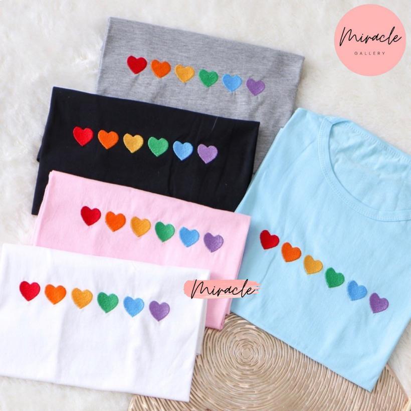 Kaos Wanita Premium / Tshirt Oversize COLOURFUL LOVE (BORDIR) / Kaos Korea