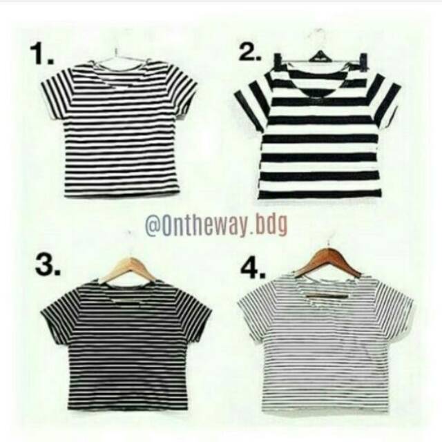 CROP XL TANGAN PENDEK / STRIPE TEE / BAJU MURAH