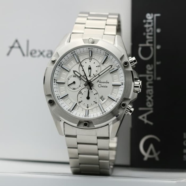 Jam Tangan Pria Alexandre Christie AC 6524 Silver White Original Garansi Resmi 1 Tahun