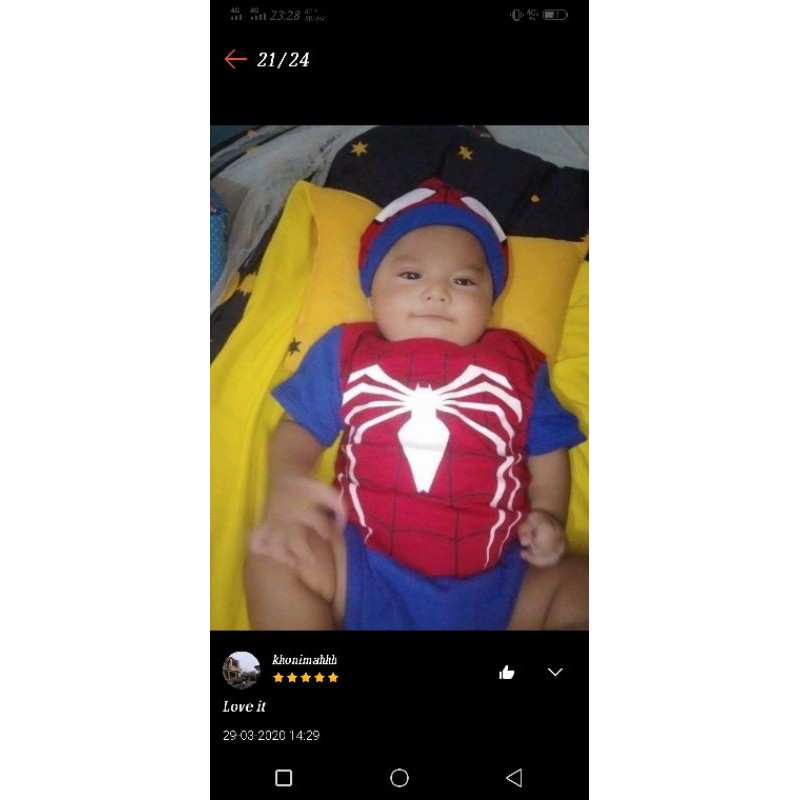 BAJU BAYI JUMPER BAYI MOTIF SPIDERMAN/KOSTUM BAYI/ BAJU BAYI KARAKTER HERO SPIDERMAN