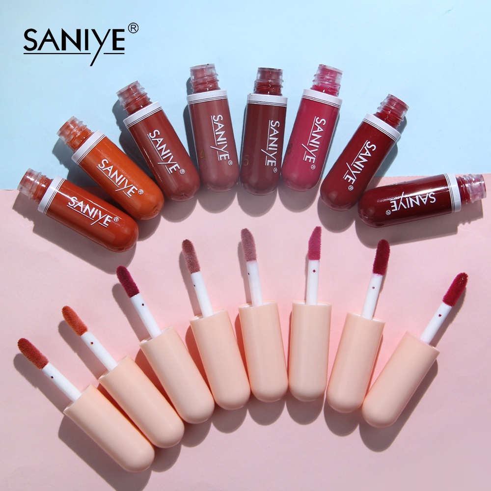 SANIYE Matte Lipstick 14 Warna BPOM Velvet Lipgloss Long Lasting Waterproof Matte Lip Gloss Korean Lipstick Matte Lip Glaze Korean Lipgloss