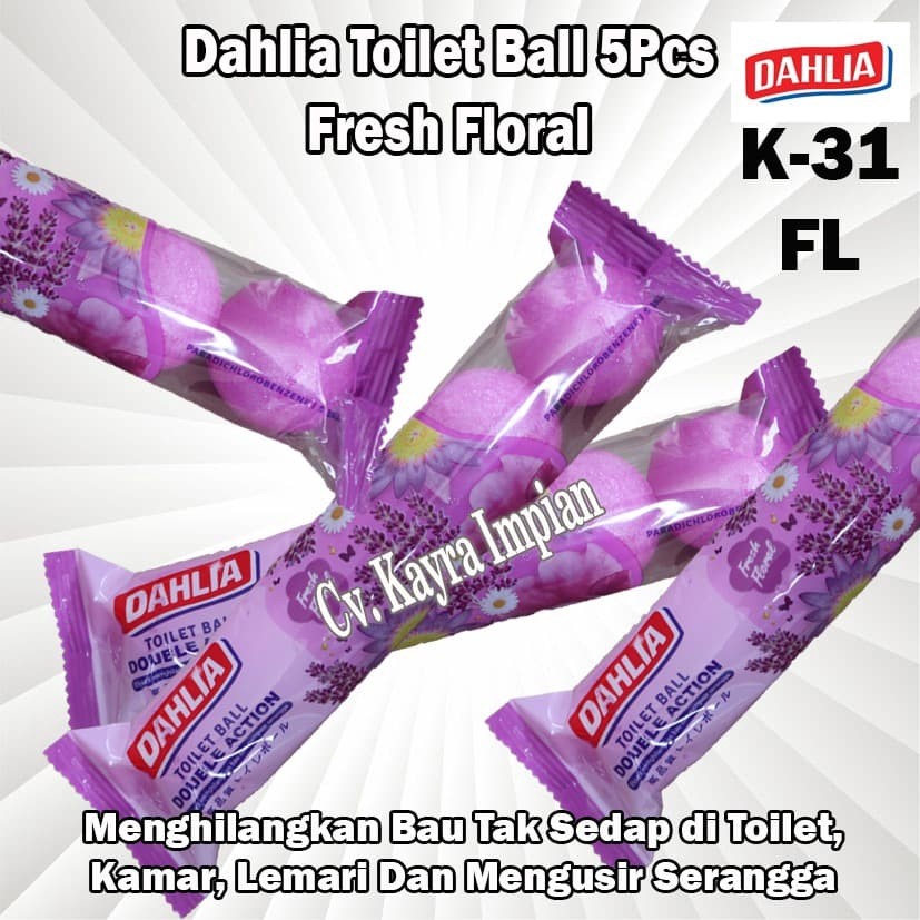 Dahlia Toilet Ball Aromatic Green K-31FL 5pcs Kamper Bola Dahlia