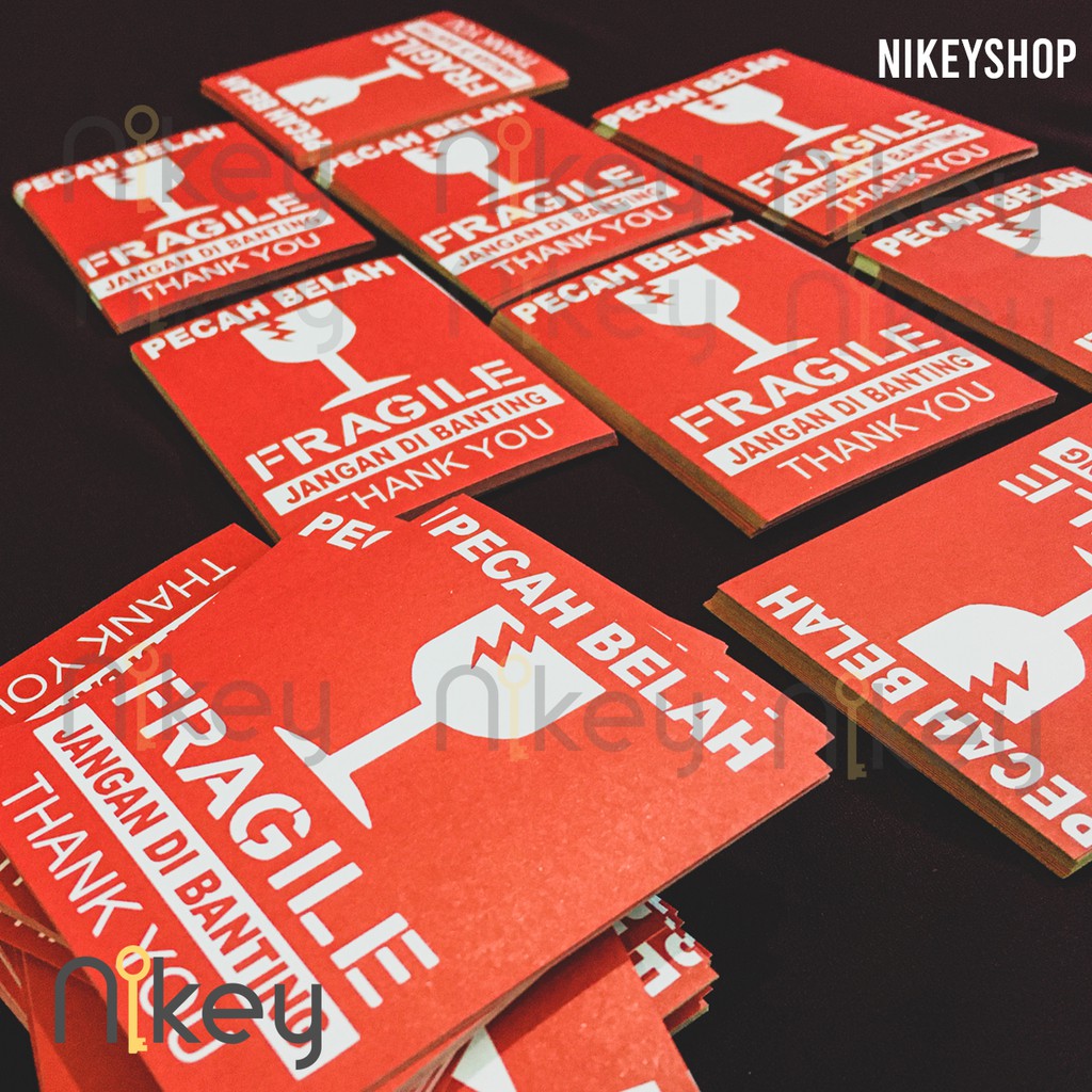 100pcs STIKER FRAGILE, STIKER LABEL, STICKER FRAGILE UNTUK PENGIRIMAN BARANG PECAH BELAH