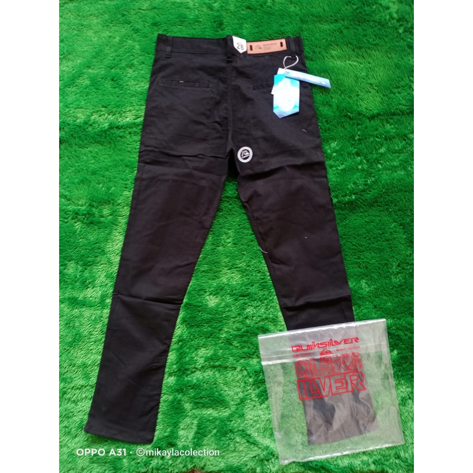 Celana Chino Panjang Pria Hitam Quiksilver Full Acc