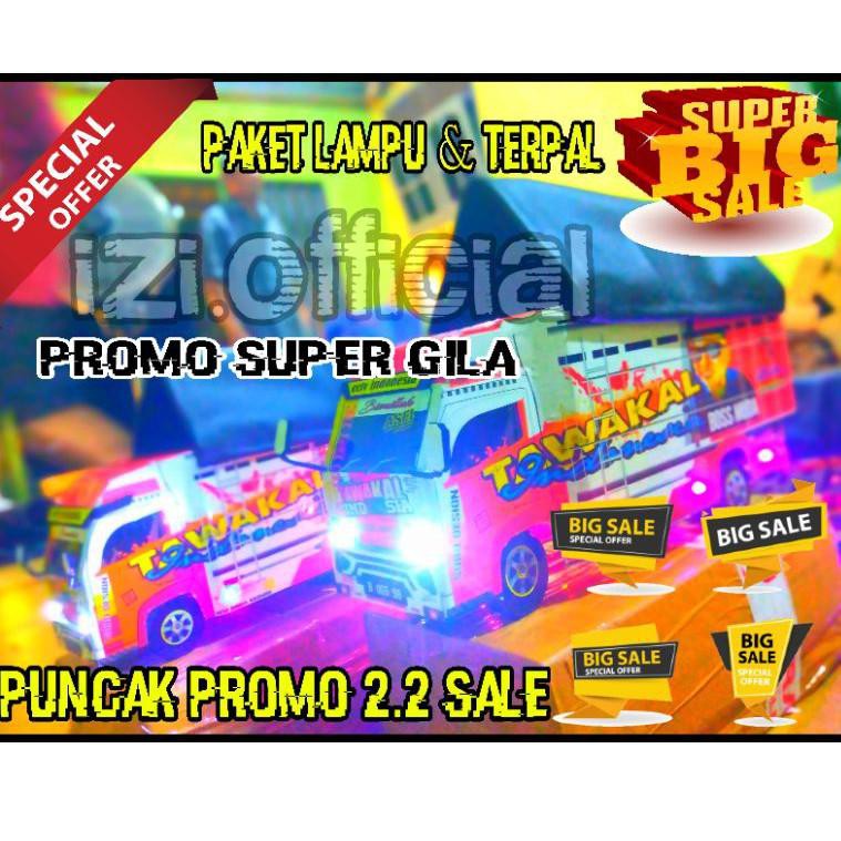 Maca4m2|Miniatur Truk Lampu & Terpal Murah Truck Kapten Oleng Roda Kayu (Bisa COD) Truk OLENG Miniat