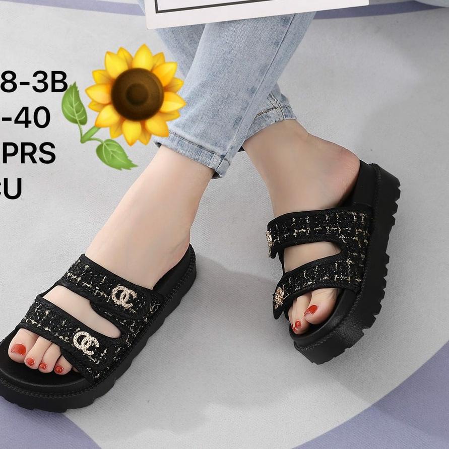 ✥ Sandal Tali Jelly Wedges wanita import Terbaru Balance 6688-2 ☚
