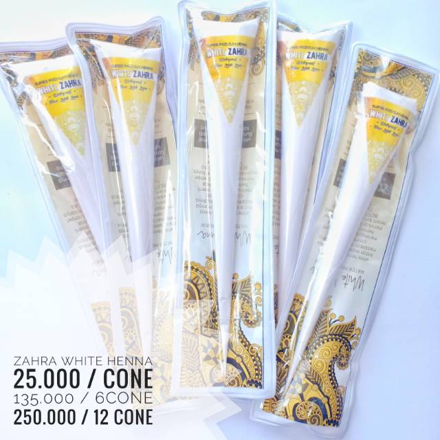 WHITE / NUDE / LATTE WATERPROOF Free shimer 1 cone WHITE HENNA ZAHRA
