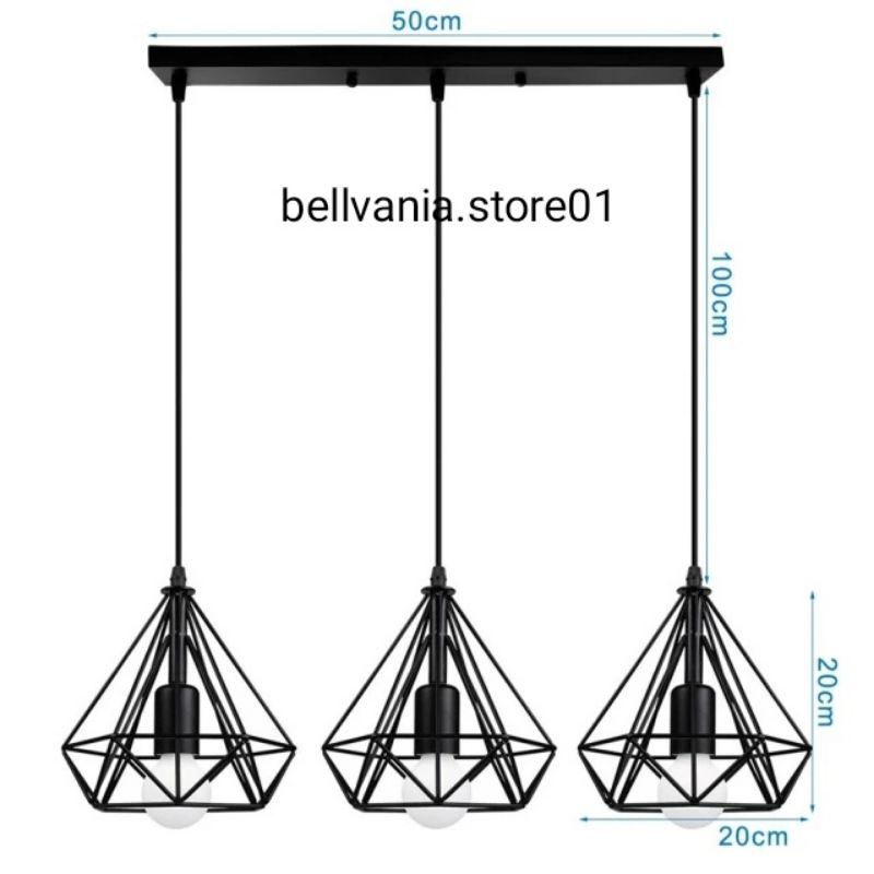 Lampu Gantung hias minimalis 3in 1set diamond vintage estetik dekorasi ruang cafe modern