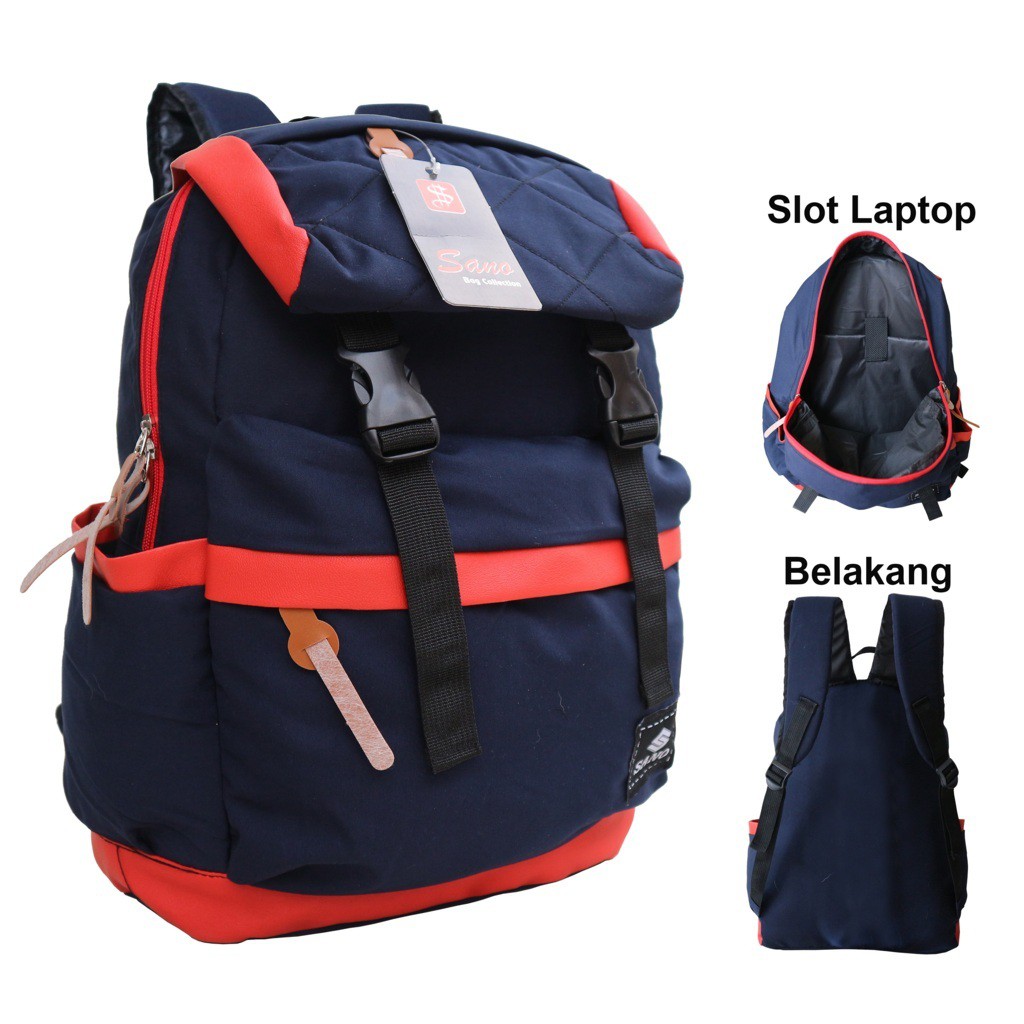 Tas Ransel Laptop Distro Merah Cewek Perempuan Sekolah Keren Gaul Awet