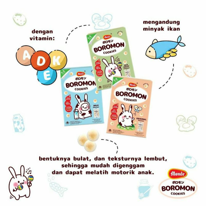 Monde Boromon Cookies 120 gram /Boromon Waffer / Wafer Kukis Boromon 120 g / Snack Cemilan Anak 1 tahun +