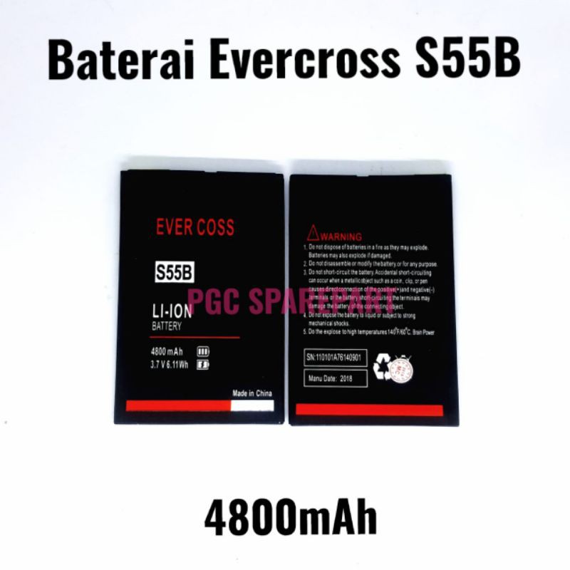 99 persen Baterai Evercross S55B - Batu Batre Batrai Batri Batrei Batere Baterei Battery