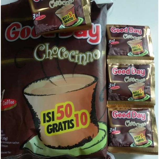 

Kopi Good Day Chococinno 1 Pak Isi 55 Sct @20Gram - Good Day Cokelat