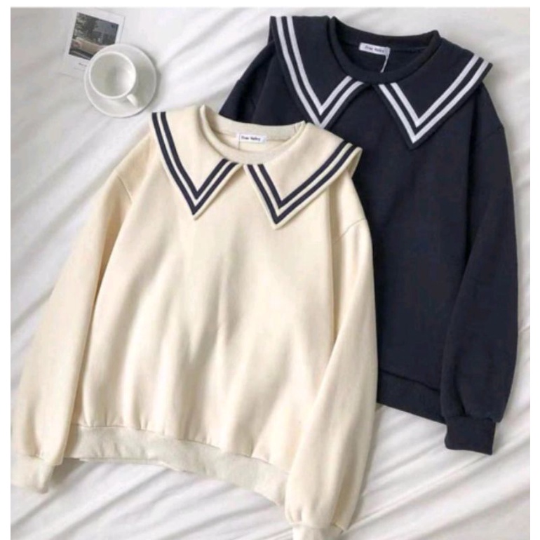 PULMA TOP SWEATER CREWNECK KERAH JAPAN BAHAN FLEECE TERBARU SWEATER KOREAN