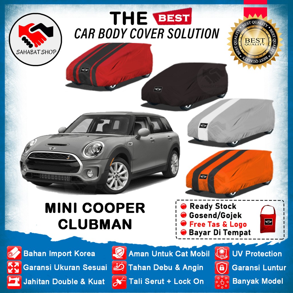 Sahabat Body Cover Mobil Clubman / Sarung Penutup Mini Cooper Clubman Outdoor 2015 2016 2017 2018 2019 2020 2021 2022 / Tutup Mantel Selimut Pelindung Kerudung Jas Mantol Kelambu Terpal Kerodong Pembungkus Mobil Clubman Waterproof Anti Air Model Biru