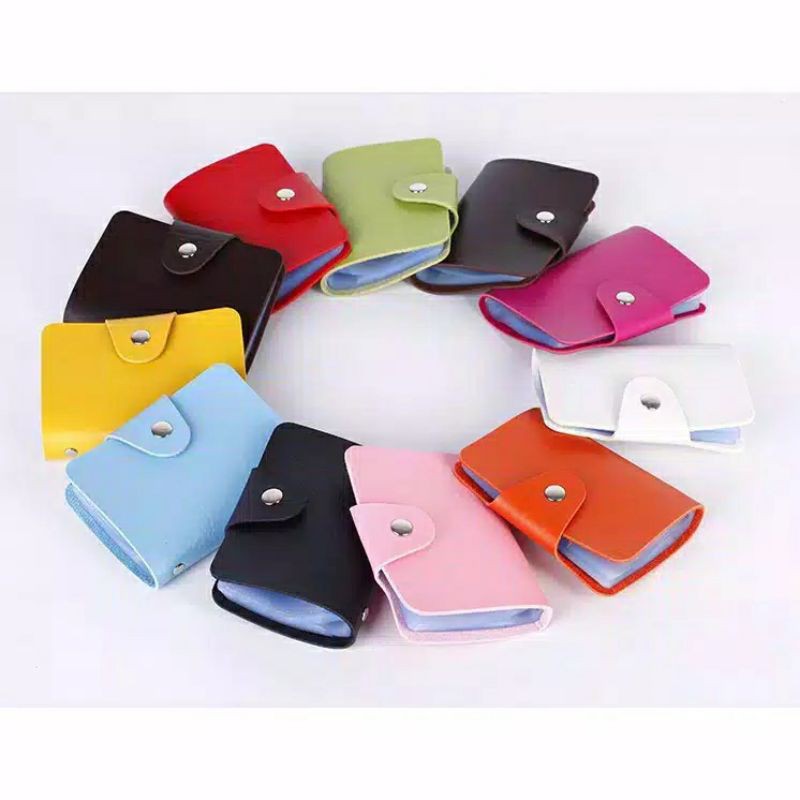 Dompet Kulit Kartu 24 Kartu Import Card Holder 24 Slot Kancing