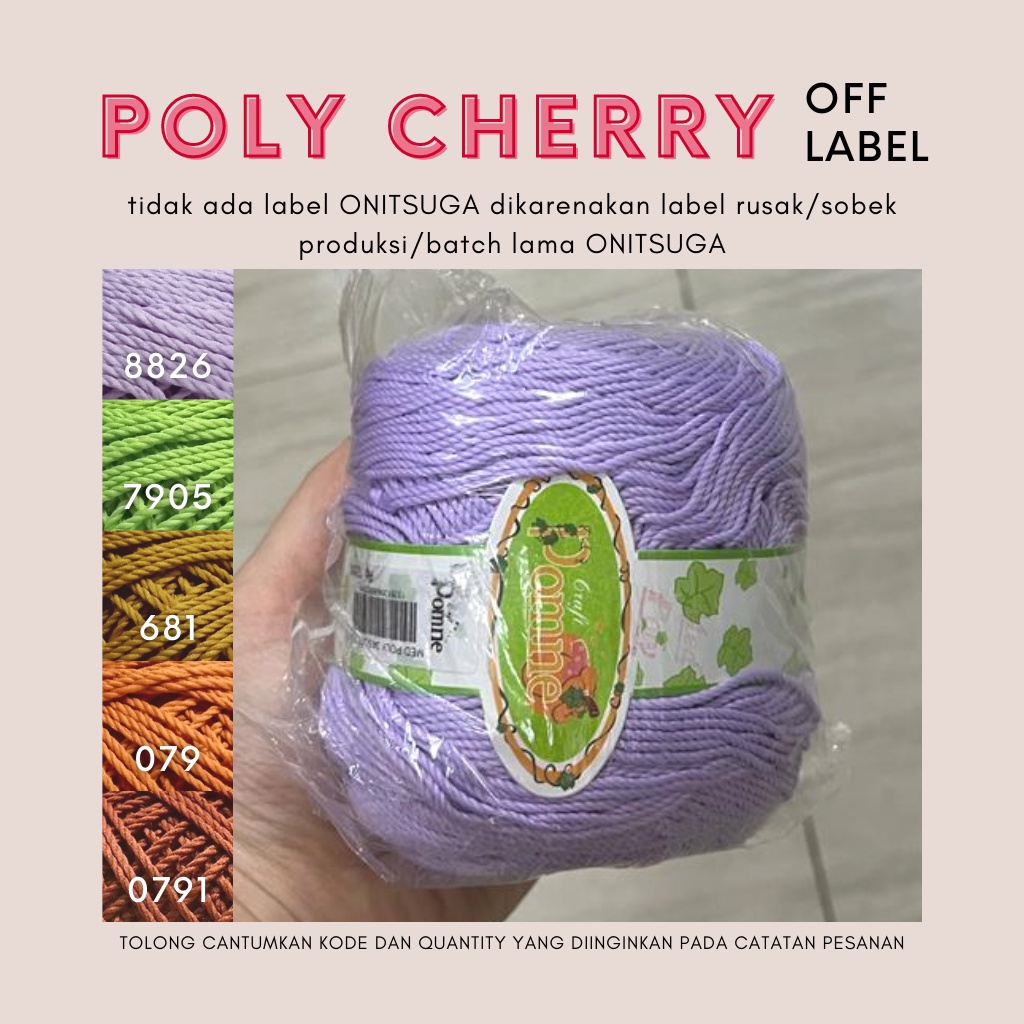 MURAH ORI Benang Rajut Onitsuga Poly Cherry (Polyester Yarn) - polycherry crochet yarn | benang rajut poly