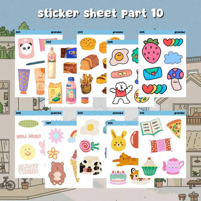 

(part 10) sticker sheet journal aesthetic/ sticker cute no cut a7 by grensbe