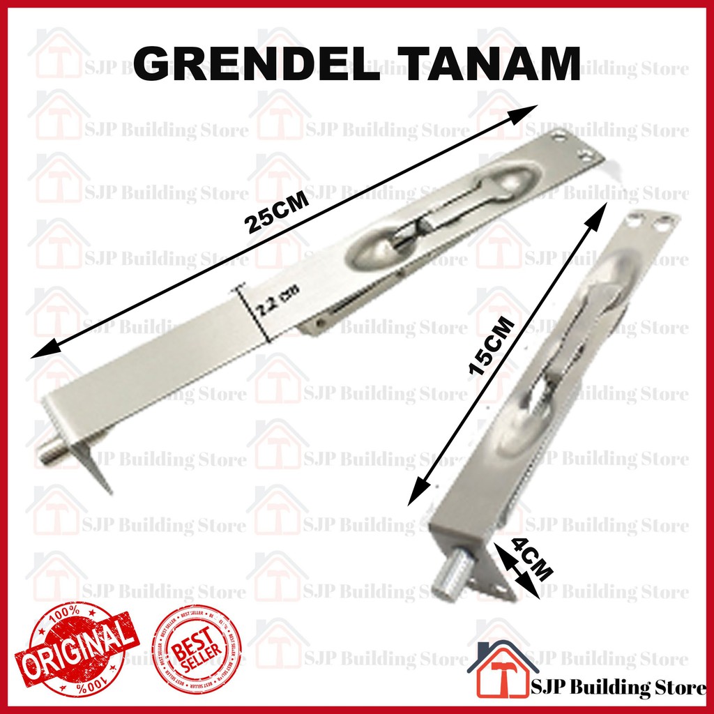 GRENDEL TANAM stainless CAB , grendel pintu ganda . Kunci pintu atas bawah komplit